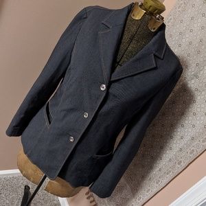 Total Fashion Stretch Denim Blazer w/Seam Detail